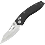 Kubey 421A Caiman Crossbar Satin Clip Point Lock Knife Black G10 Handles