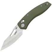 Kubey 421C Caiman Crossbar Satin Clip Point Lock Knife OD Green G10 Handles