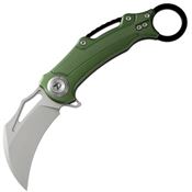 Dreamtech 4221AGR Karambit Button Lock Knife Green Aluminum Handles