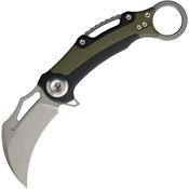 Dreamtech 4221GBG Karambit Button Lock Knife Black/Green G10 Handles