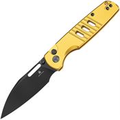 Bestech MK15E Vector Black Button Lock Knife Gold Handles