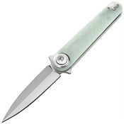 Dreamtech 4052GJ Satin Dagger Button Lock Knife Jade G10 Handles
