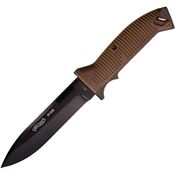 Walther 50891 P38 Black Drop Point Fixed Blade Knife Brown Handles