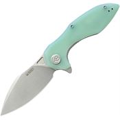 Kubey 236M Noble Stonewash SandVik Clip Point Linerlock Knife Jade G10 Handles