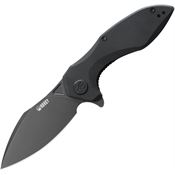 Kubey 236O Noble Black Stonewash SandVik Clip Point Linerlock Knife Black G10