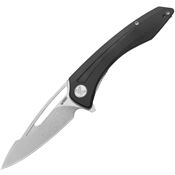 Kubey 345K Merced Stonewash SandVik Linerlock Knife Black G10 Handles