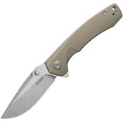 Kubey 901P Calyce Stonewash SandVik Linerlock Knife Tan G10 Handles