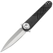 Dreamtech 4052CF Satin Dagger Button Lock Knife Black G10/Carbon Fiber Handles
