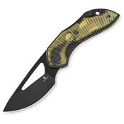 Bestech MK17F Bestechman Triassic Black Linerlock Knife Amber Ultem Handles