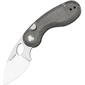 Kizer V2742A2 Microbe Satin SandVik Drop Point Button Lock Knife Black Norplex UltreX micarta handles