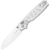 Kizer V3789A5 Pokiman Satin Sheepsfoot Clutch Lock Knife Clear Acrylic Handles