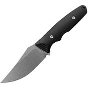 Vosteed D0404 H-Back Stonewash Clip Point Fixed Blade Knife Black G10 Handles