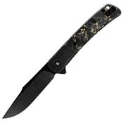 Dreamtech 4368B Black Stonewash VG10 Drop Point Framelock Knife Titanium/Carbon Fiber Handles