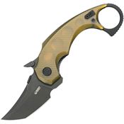 Kubey 439E Jaw Karambit Black Stonewash SandVik Tanto Linerlock Knife Ultem Handles