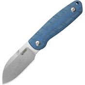 Kubey 455A Microburst Stonewash SandVik Sheepsfoot Fixed Blade Knife Blue