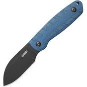 Kubey 455C Microburst BlackWash SandVik Drop Point Fixed Blade Knife Blue Micarta Handles