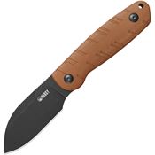 Kubey 455D Microburst BlackWash SandVik Sheepsfoot Fixed Blade Knife Brown Micarta Handles