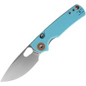 Vosteed A2608 Porcupine Satin Drop Point Top Linerlock Knife Blue G10 Handles