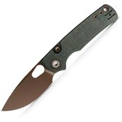 Vosteed A2609 Porcupine Copper Dune Drop Point Top Linerlock Knife Green Micarta Handles