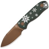 Kizer 1094MC1 Drop Bear D2 Tool Drop Point Fixed Blade Knife Green and Whote G10 Handles