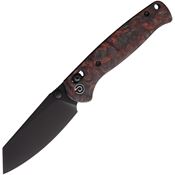 Defcon 024CFRDBK Artifact Black Sheepsfoot Axis Lock Knife Red/Black Carbon Fiber Handles