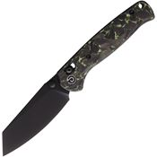 Defcon 024CFGN Artifact Black Sheepsfoot Axis Lock Knife Green/Black Carbon Fiber Handles
