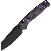 Defcon 024CFPP Artifact Black Sheepsfoot Axis Lock Knife Purple/Black Carbon Fiber Handles