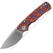 Vosteed A2613 Porcupine Stonewash Drop Point Top Linerlock Knife Raindrop Micarta Handles