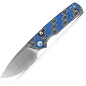Vosteed A2614 Porcupine Satin Drop Point Top Linerlock Knife Blue Ocean Micarta Handles