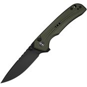 Civivi 25023C2 Tarask Black Stonewash Drop Point Button Lock Knife OD Green G10 Handles