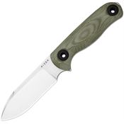 Kizer 1101A2 Drop Bear Stonewash SandVik Drop Point Fixed Blade Knife Green Micarta Handles