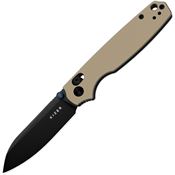 Kizer V3789A6 Pokiman Black PVD Sheepsfoot Clutch Lock Knife Tan Aluminum Handles