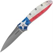 Kershaw 1660LS Leek Bead Blast Linerlock Knife A/O Lone Star Aluminum Handles