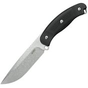 Kubey 426A Bearcat StoneWash SandVik Drop Point Fixed Blade Knife Black G10 Handles