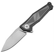 Dreamtech 1339G Satin Drop Point Framelock Knife Black Titanium/Gray Zirconium Handles