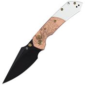 Kansept 1034B2 Fenrir BlackWash Harpoon Button Lock Knife Silver Aluminum/Copper Foil Handles