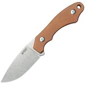 Kubey 467C TLB I Stonewash SandVik Drop Point Fixed Blade Knife Brown Micarta Handles