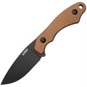 Kubey 467D TLB I BlackWash SandVik Drop Point Fixed Blade Knife Brown Marcarta Handles