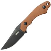 Kubey 468D TLB II BlackWash SandVik Clip Point Fixed Blade Knife Brown Micarta Handles