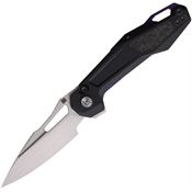 Ketuo M072 Griffin Satin SandVik Linerlock Knife Black G10 Handles Shredded Carbon Fiber