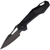 Ketuo M074 Black Two-Tone Satin SandVik Griffin Linerlock Knife Black G10 Shredded Carbon Fiber Inlay Handles