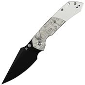 Kansept 1034B3 Fenrir BlackWash Harpoon Button Lock Knife Silver Aluminum Foil Handles