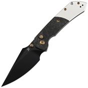 Kansept 1034B1 Fenrir BlackWash Harpoon Button Lock Knife Shred Stonewash Aluminum/Carbon Fiber