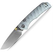 Vosteed A1614 Marten 330 Stonewash Drop Point Top Linerlock Knife Blue Handles