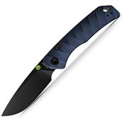 Vosteed A1615 Marten 330 Black Stonewash Drop Point Top Linerlock Knife Blue Handles