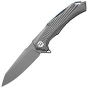 Dreamtech 3287TG Bead Blast D2 Tanto Framelock Knife Gray Titanium Handles