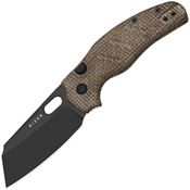 Kizer 348829BSA2 C01C 2.9 Black DLC ElmaxSheepsfoot Button Lock Knife Brown Norplex UltraX Micarta Handles