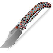 Vosteed A3907 Naga Stonewash Clip Point Top Linerlock Knife Coral Micarta Handles