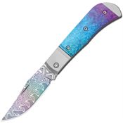 Kizer 3761A4 Trestle Acid Washed Cip Poiint Slip Joint Knife Rainbow Crystallized titanium inlay