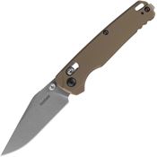 Kershaw 6106FDE Bel Air Stonewash MagnaCut Clip Point DuraLock Knife Dark Earth Aluminum Handles